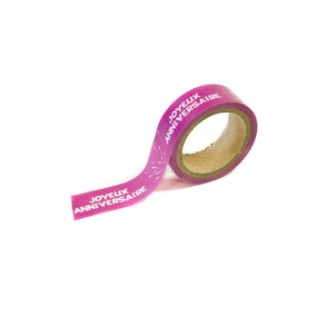 Ruban Adhésif Repositionnable 5m - "Joyeux Anniversaire" Fuchsia