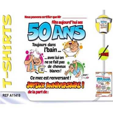 T-Shirt Anniversaire Certifié 50 Ans Homme