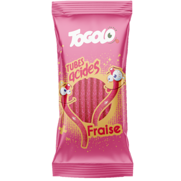 Bonbons tubes acidulés goût fraise Togolo Tubes Acides Fraise | jourdefete.com