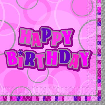 serviette en papier anniversaire Happy birthday rose