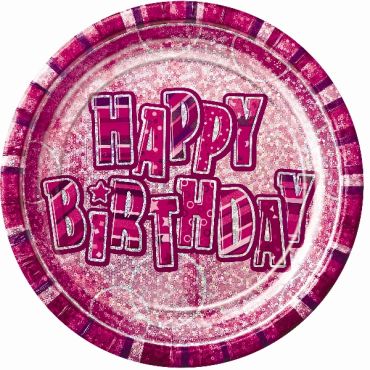 assiettes en carton anniversaire glitz rose