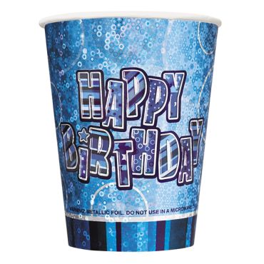 gobelet en carton anniversaire glitz bleu