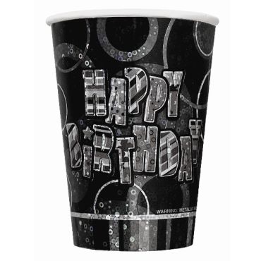 gobelet en carton anniversaire glitz noire