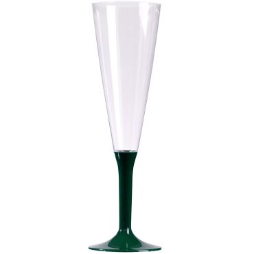 10 Flûtes à Champagne Plastique Pied Vert Sapin