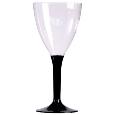 10 Verres à Vin Plastique Pied Noir