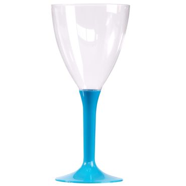 10 Verres à Vin Plastique Pied Turquoise