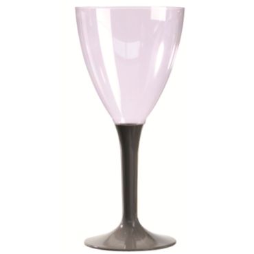 10 Verres à Vin Plastique Pied Taupe