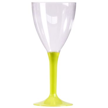 10 Verres à Vin Plastique Pied Vert / Anis