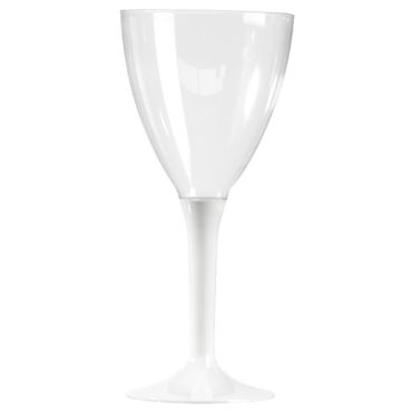 10 Verres à Vin Plastique Pied Blanc