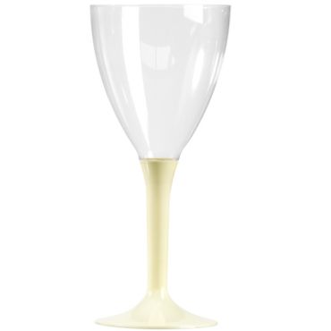 10 Verres à Vin Plastique Pied Ivoire