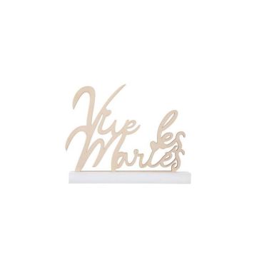 Lettres Vive les maries 18cm sur socle couleur naturel | jourdefete.com