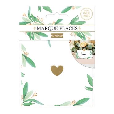 Craquez pour ces jolis marque-places blancs aux motifs de tiges d'oliviers pour votre mariage | jourdefete.com