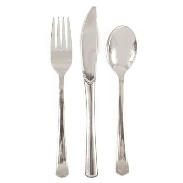 Sachet de 18 Couverts Réutilisables - Argent | jourdefete.com