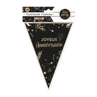 Guirlande de 10 fanions "Joyeux Anniversaire" pour anniversaire | jourdefete.com