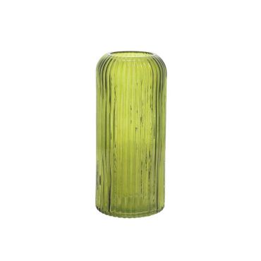 Vase en verre strié vert olive décoration mariage baptême communion | jourdefete.com