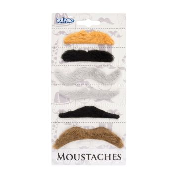 Set de 6 Moustaches Adhésives - Couleurs Naturelles