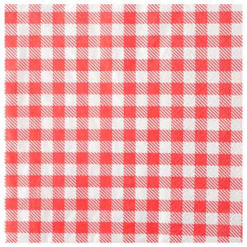 Serviettes en papier à carreaux rouges vichy 40x40 cm | jourdefete.com