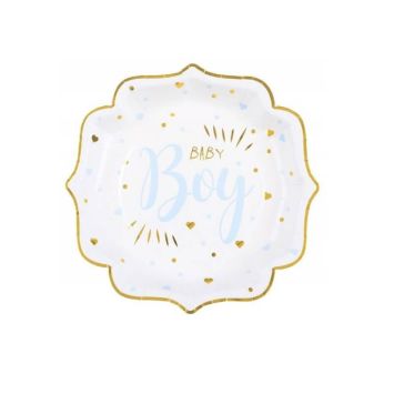 10 Assiettes en carton - Baby shower métal - Couleur au choix