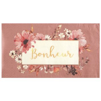 Serviettes "Bonheur" au design floral romantique | jourdefete.com