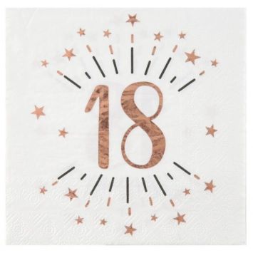 10 serviettes en papier de la collection joyeux anniversaire étincelant rose gold âge au choix | jourdefete.com