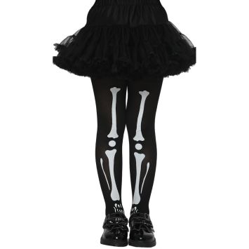 Collants squelette enfant noirs avec motif os blancs pour Halloween | jourdefete.com
