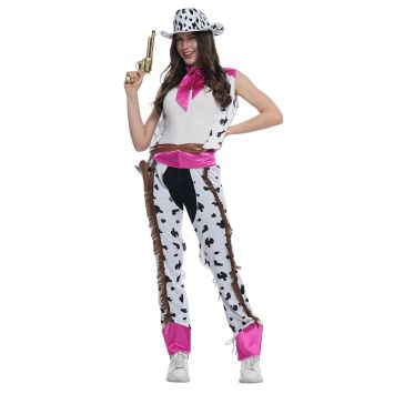 Déguisement de cowgirl rose et noir pour femme, costume western amusant et élégant | jourdefete.com