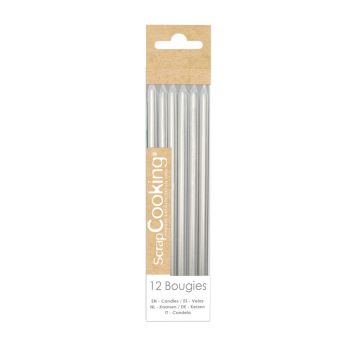 12 bougies longues métallisées - 12 cm - Couleur au choix