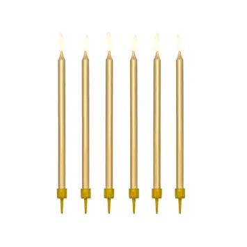 Bougies longues dorées 12,5 cm pour gâteaux de fête | jourdefete.com