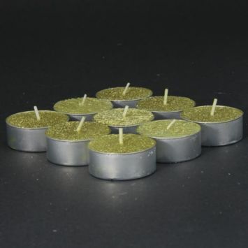 Blister de 9 Bougies Chauffe-Plat Texturées - Paillettes - Or
