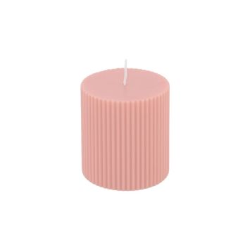 Bougie pilier cannelée - 7 x 7,5 cm - Couleur au choix