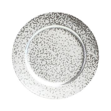 Sous-assiette avec effet de boule à facettes en carton - Nouvel An - Diamètre 33 cm - Couleur au choix