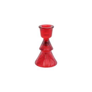 Porte-bougie flambeau en forme de sapin de Noël en verre - 6 x 10 cm - Couleur au choix