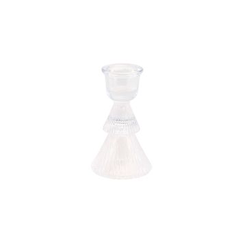 Porte-bougie flambeau sapin en verre décoratif pour Noël | jourdefete.com