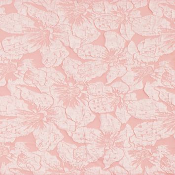 Chemin de table jacquard fleuri rose pour décoration de mariage, baptême ou communion | jourdefete.com