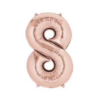 Méga Ballon Hélium - Chiffre 8 -  Rose Gold