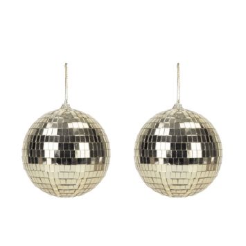 Un splendide lot de 2 boules à facettes dorées pour la soirée disco | jourdefete.com