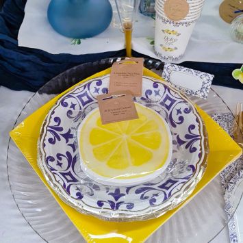 20 serviettes cocktail en papier - Tranche de citron - 24 x 24 cm - Collection Dolce Vita