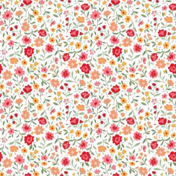 Serviettes de fête motif liberty fleurs rouges et roses 33x33 cm | jourdefete.com