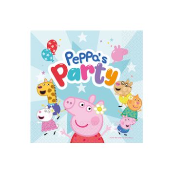 Serviettes Peppa Pig 33x33 cm (x16) pour une fête d’anniversaire amusante | jourdefete.com