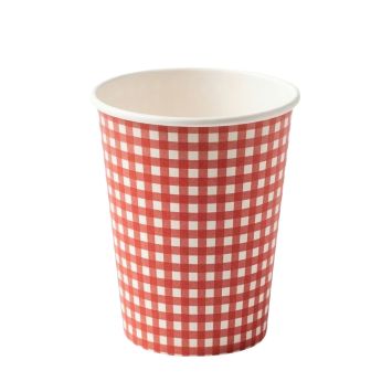 Gobelets en carton avec motif vichy rouge et blanc | jourdefete.com