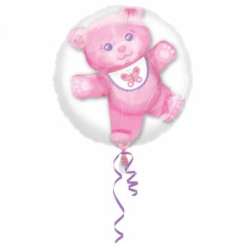 Ballon dans un ballon Hélium - Ourson Rose