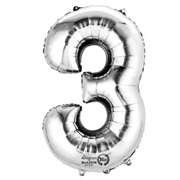 Ballon à Air - Chiffre "3" - Argent