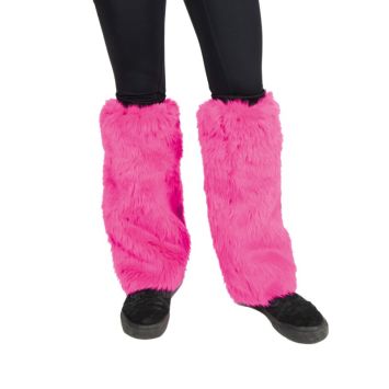 Pattes d’Eph en fausse fourrure rose fluo pour déguisement | jourdefete.com