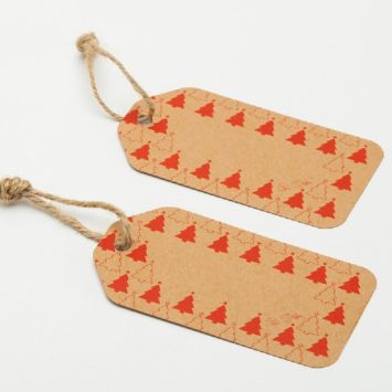 6 Etiquetts Kraft - Collection "Red Christmas"