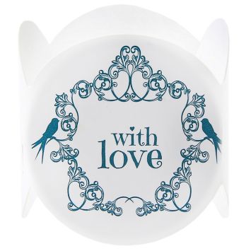 6 Ronds de Serviette Vintages " With Love" Verts