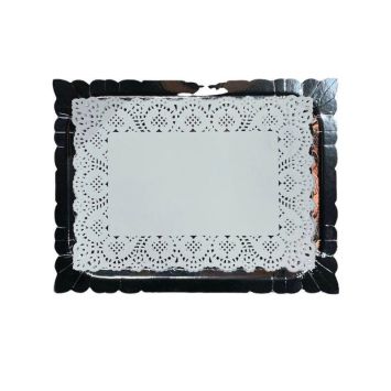 5 plateaux rectangulaires avec bordure bombée et napperons - 30 x 40 cm - Couleur au choix
