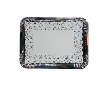 5 plateaux rectangulaires avec bordure bombée et napperons - 30 x 40 cm - Couleur au choix