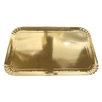 Plateaux de présentation jetables or 28 x 42 cm en carton | jourdefete.com