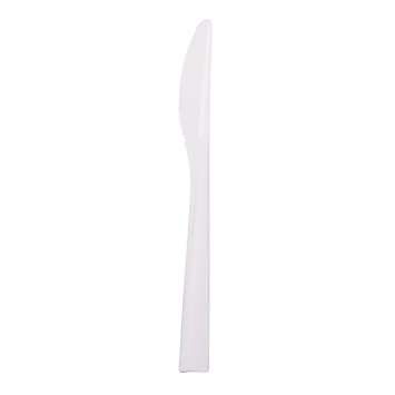 Couteau blanc réutilisable 18 cm incassable pour repas en extérieur | jourdefete.com