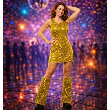 Déguisement Disco doré à sequins pour femme - Taille au choix